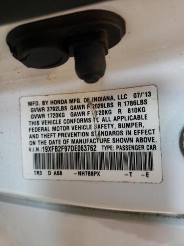 19XFB2F97DE063762 - 2013 HONDA CIVIC EXL Ağ foto 10