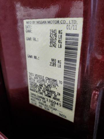 1N4AL2AP6BC136045 - 2011 NISSAN ALTIMA BAS MAROON photo 10