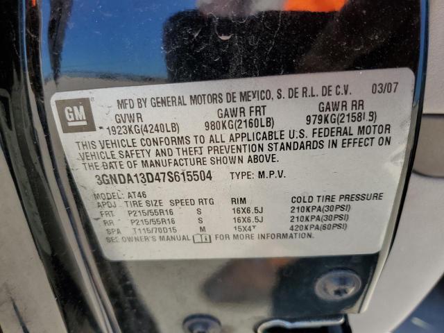 3GNDA13D47S615504 - 2007 CHEVROLET HHR LS  photo 10