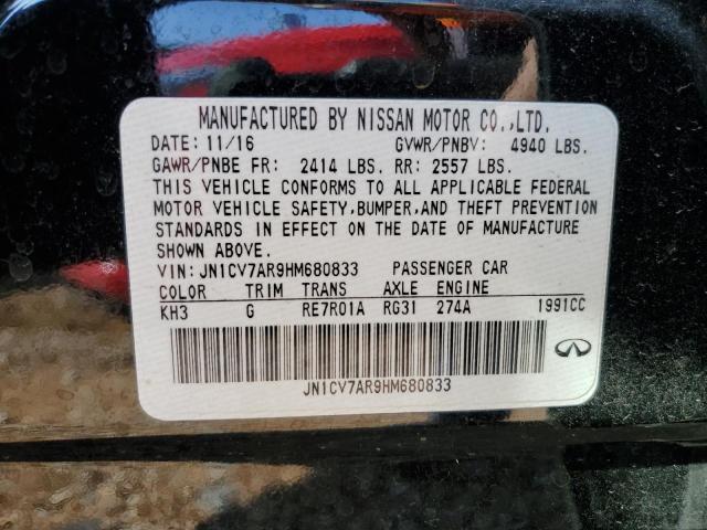 JN1CV7AR9HM680833 - 2017 INFINITI Q50 BASE BLACK photo 10