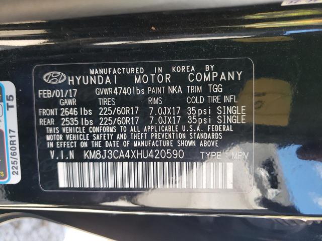 KM8J3CA4XHU420590 - 2017 HYUNDAI TUCSON LIM BLACK photo 10