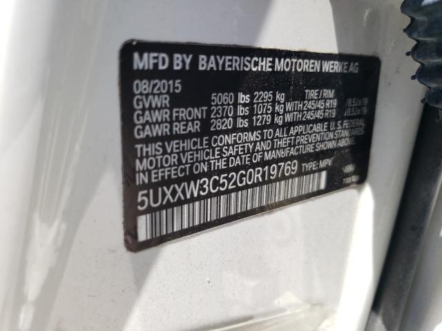 5UXXW3C52G0R19769 - 2016 BMW X4 XDRIVE2 أبيض صورة 10