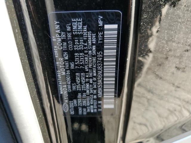 KM8K53A36NU837495 - 2022 HYUNDAI KONA LIMIT BLACK photo 10