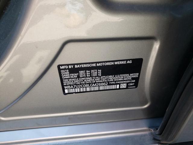 WBA7U2C08LGM26862 - 2020 BMW 750 XI SILVER photo 10