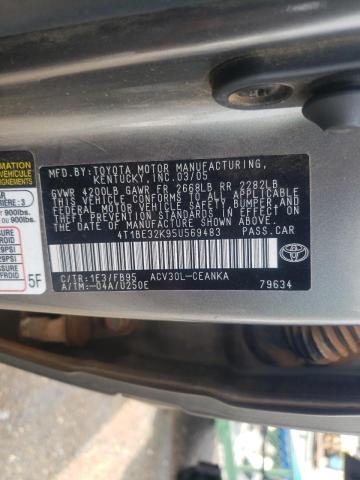 4T1BE32K95U569483 - 2005 TOYOTA CAMRY LE GRAY photo 10