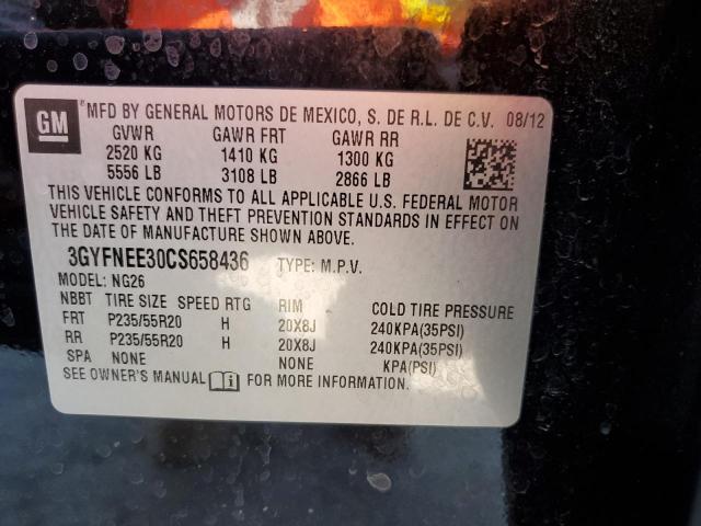 3GYFNEE30CS658436 - 2012 CADILLAC SRX PERFOR 黑色 照片 10