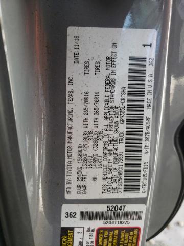 5TFSZ5AN0KX175591 - 2019 TOYOTA TACOMA ACC GRAY photo 10