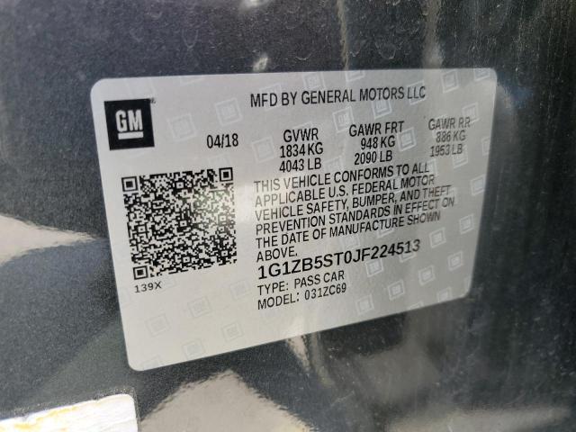 1G1ZB5ST0JF224513 - 2018 CHEVROLET MALIBU LS CHARCOAL photo 10