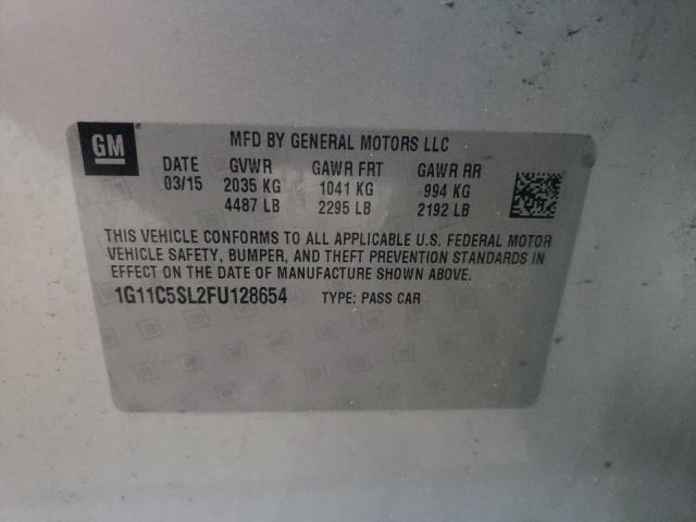 1G11C5SL2FU128654 - 2015 CHEVROLET MALIBU 1LT ვერცხლისფერი ფოტო 10