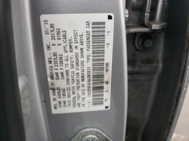 1HGCP2F49AA082631 - 2010 HONDA ACCORD LXP SILVER photo 10