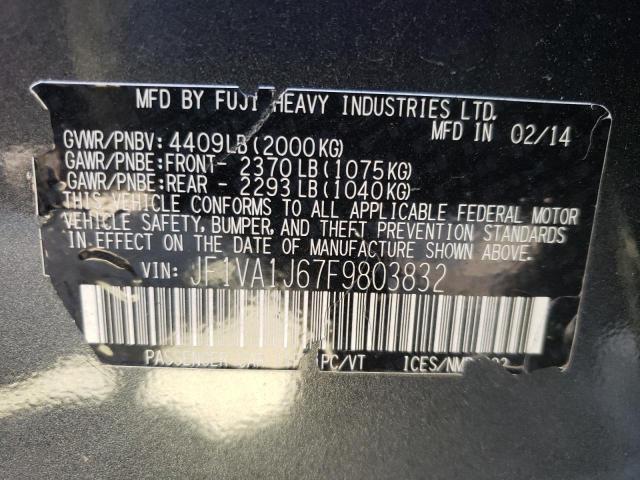 JF1VA1J67F9803832 - 2015 SUBARU WRX LIMITE GRAY photo 10