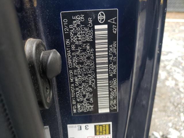 JTKJF5C71B3018476 - 2011 TOYOTA SCION TC ლურჯი ფოტო 10