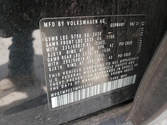 WVGTMPE27MP053761 - 2021 VOLKSWAGEN ID.4 PRO S შავი ფოტო 10