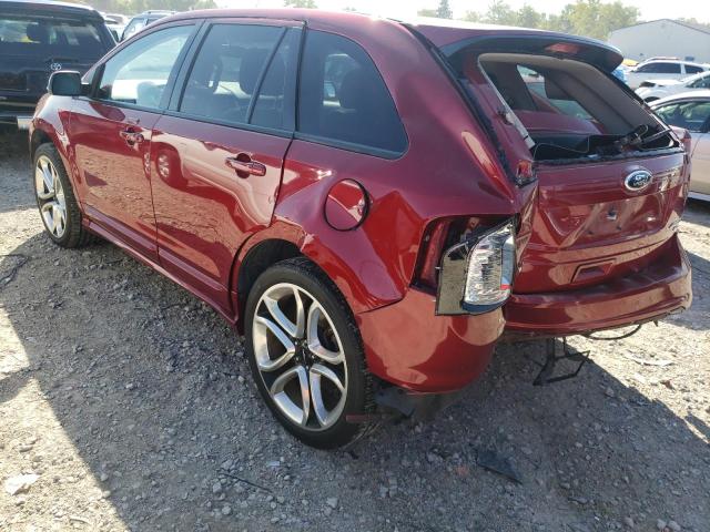 2FMDK4AK0DBA67586 - 2013 FORD EDGE SPORT MAROON photo 3