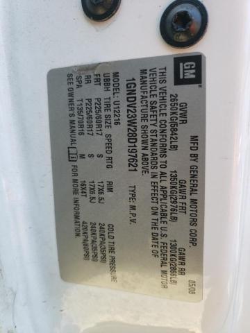 1GNDV23W28D197621 - 2008 CHEVROLET UPLANDER L Ağ foto 10