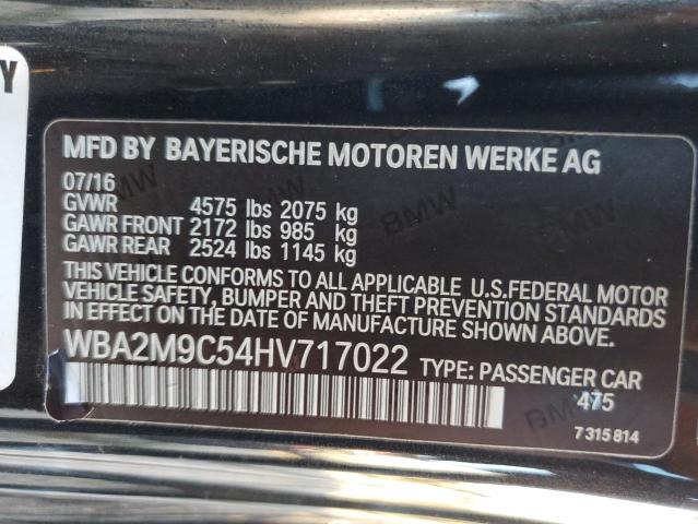 WBA2M9C54HV717022 - 2017 BMW 230XI BLACK photo 10