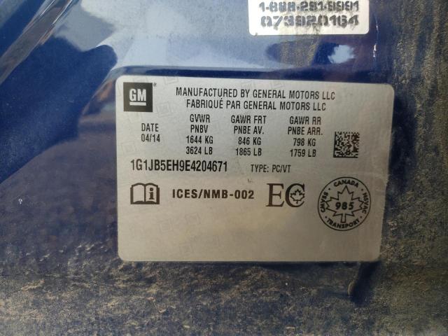 1G1JB5EH9E4204671 - 2014 CHEVROLET SONIC LS BLUE photo 10