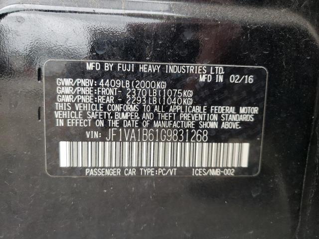 JF1VA1B61G9831268 - 2016 SUBARU WRX BLACK photo 10