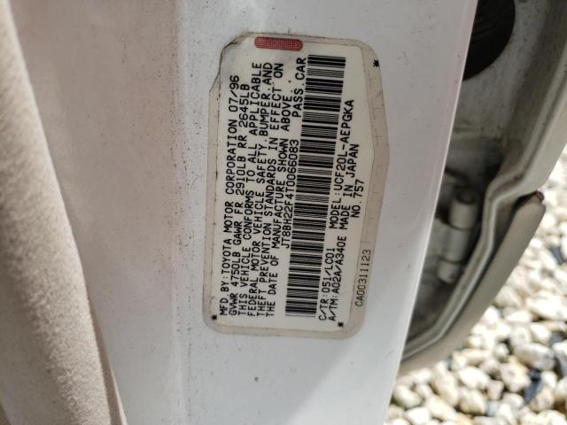 JT8BH22F4T0066083 - 1996 LEXUS LS 400 WHITE photo 10