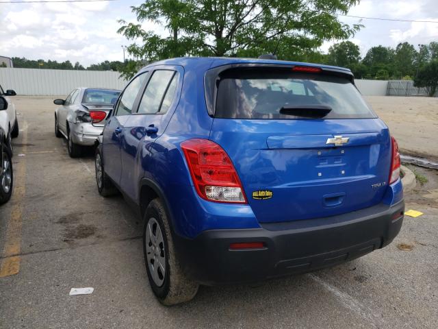 KL7CJKSB3GB618767 - 2016 CHEVROLET TRAX LS BLUE photo 3