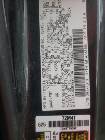 5TFTX4CNXBX007734 - 2011 TOYOTA TACOMA ACCESS CAB  photo 10