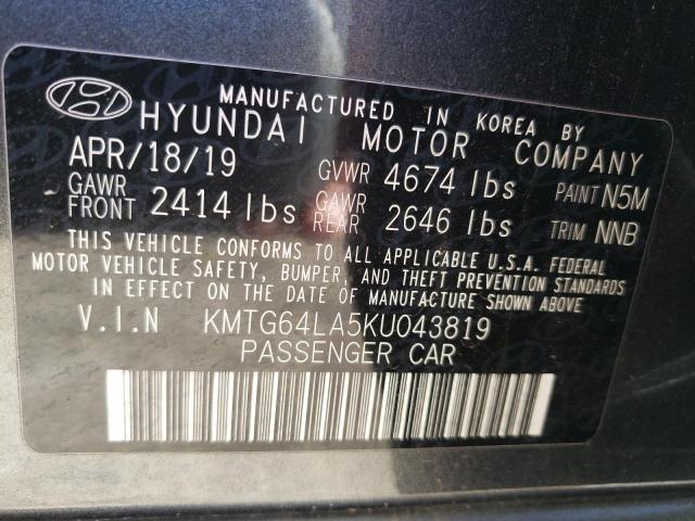 KMTG64LA5KU043819 - 2019 GENESIS G70 ADVANC GRAY photo 10