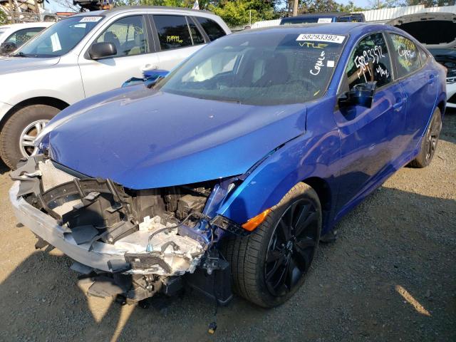 2HGFC2F81MH537912 - 2021 HONDA CIVIC SPOR BLUE photo 2