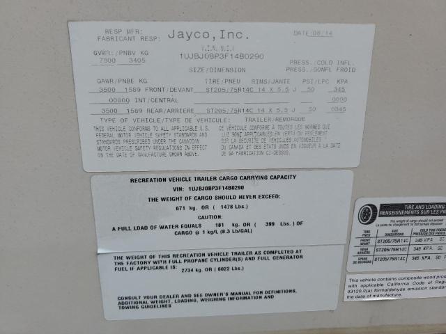 1UJBJ0BP3F14B0290 - 2015 JAY JAYCO TWO TONE photo 10