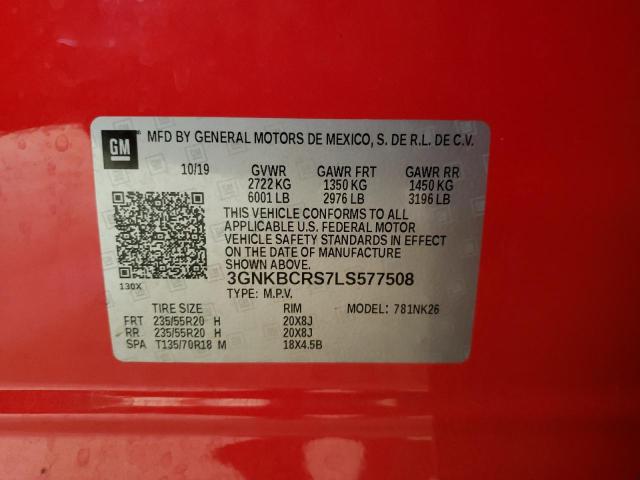 3GNKBCRS7LS577508 - 2020 CHEVROLET BLAZER 2LT RED photo 10