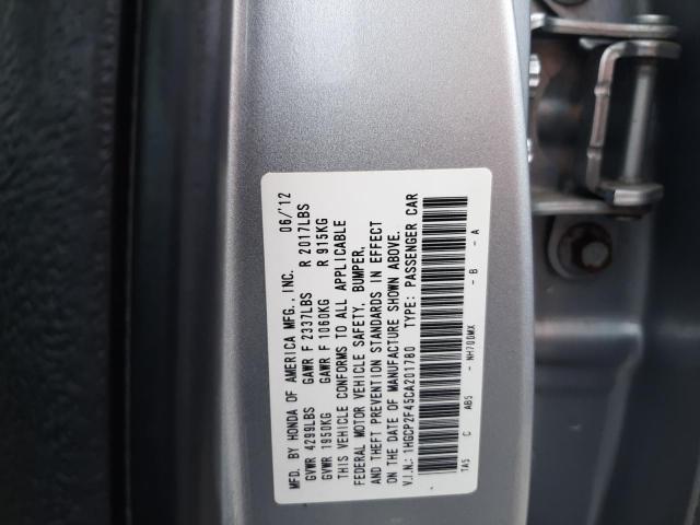 1HGCP2F45CA201780 - 2012 HONDA ACCORD LXP SILVER photo 10