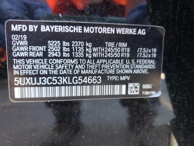 5UXUJ3C53KLG54663 - 2019 BMW X4 XDRIVE3 BLACK photo 10