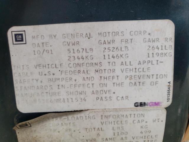 1G1BN53E6NR111534 - 1992 CHEVROLET CAPRICE CL 灰色 照片 10