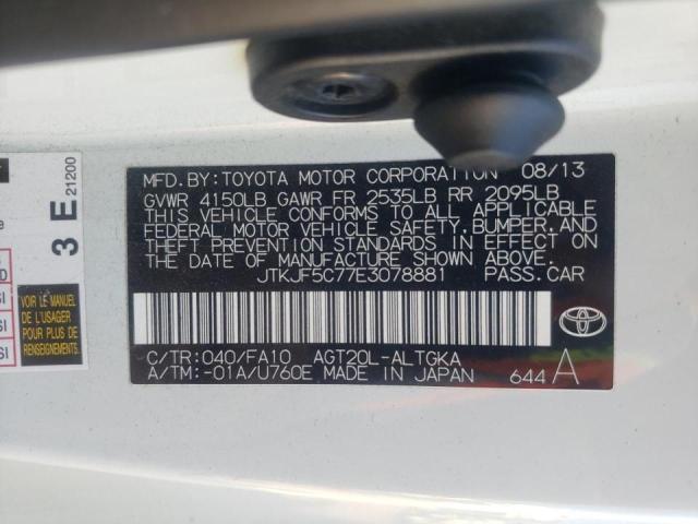 JTKJF5C77E3078881 - 2014 TOYOTA SCION TC თეთრი ფოტო 10