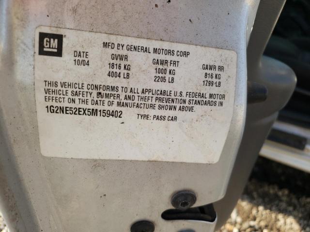 1G2NE52EX5M159402 - 2005 PONTIAC GRAND AM S SILVER photo 10