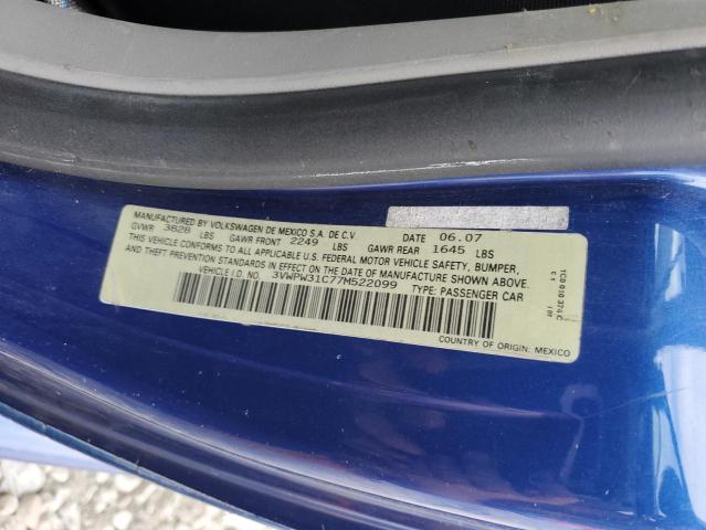 3VWPW31C77M522099 - 2007 VOLKSWAGEN NEW BEETLE 蓝色 照片 10