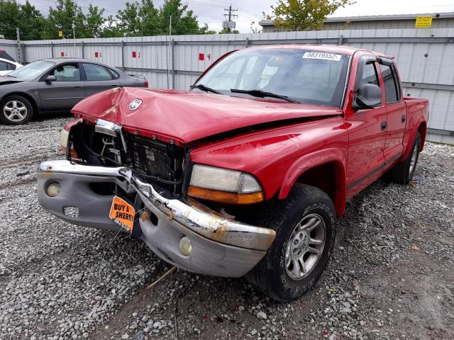 1D7HG48N54S560098 - 2004 DODGE DAKOTA QUA RED photo 2