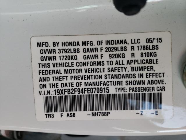 19XFB2F94FE070915 - 2015 HONDA CIVIC EXL Ağ foto 10