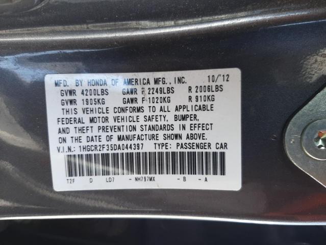 1HGCR2F35DA044397 - 2013 HONDA ACCORD LX GRAY photo 10