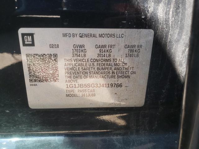 1G1JB5SG3J4119766 - 2018 CHEVROLET SONIC LS 黑色 照片 10