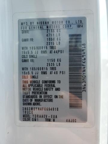 3N63M0YN4FK694918 - 2015 CHEVROLET CITY EXPRE Ağ foto 10