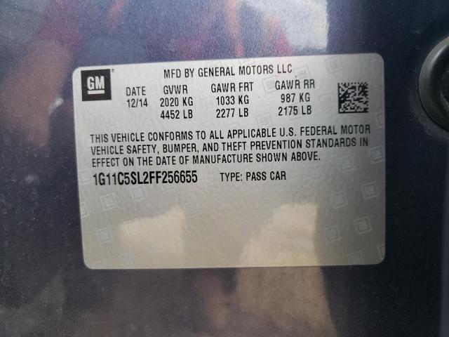 1G11C5SL2FF256655 - 2015 CHEVROLET MALIBU 1LT ლურჯი ფოტო 10