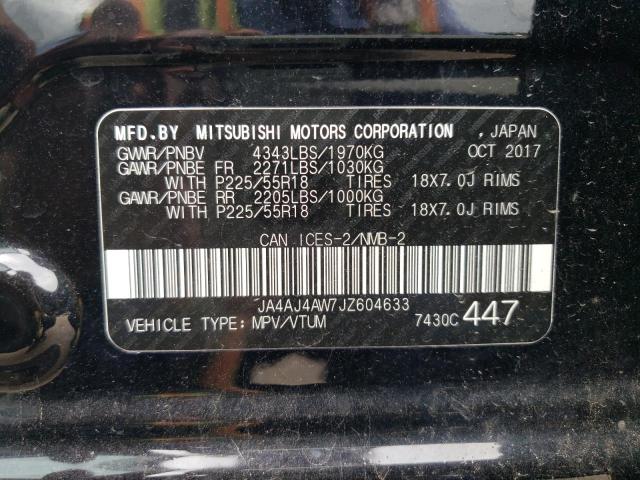 JA4AJ4AW7JZ604633 - 2018 MITSUBISHI RVR SE LIM BLACK photo 10