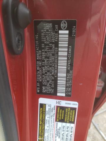 4T1BE46K59U307109 - 2009 TOYOTA CAMRY BASE RED photo 10