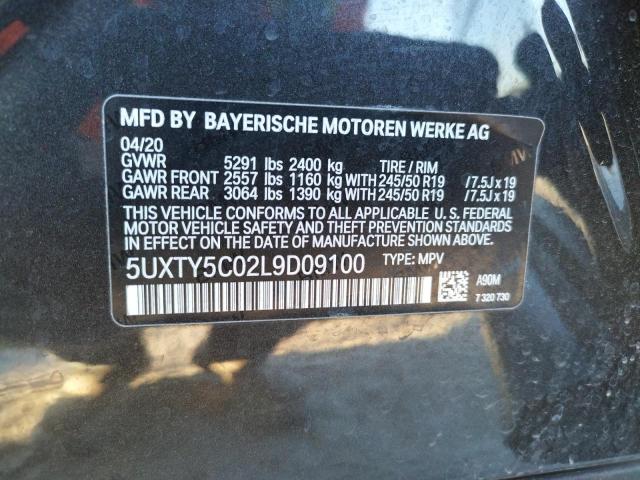 5UXTY5C02L9D09100 - 2020 BMW X3 XDRIVE3 GRAY photo 10