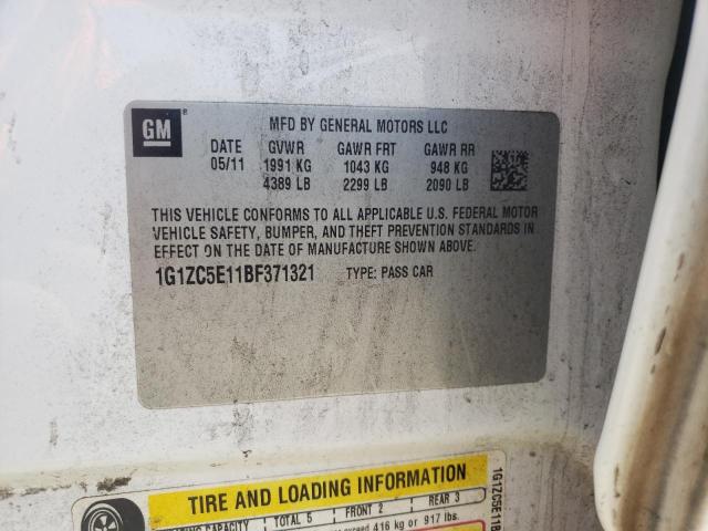 1G1ZC5E11BF371321 - 2011 CHEVROLET MALIBU 1LT 白色 照片 10