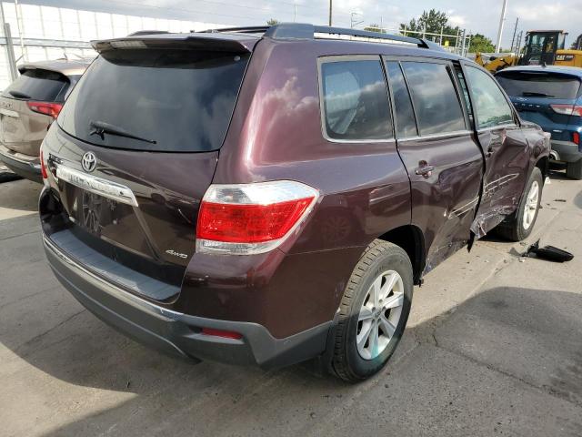 5TDBK3EH3CS147191 - 2012 TOYOTA HIGHLANDER BURGUNDY photo 4