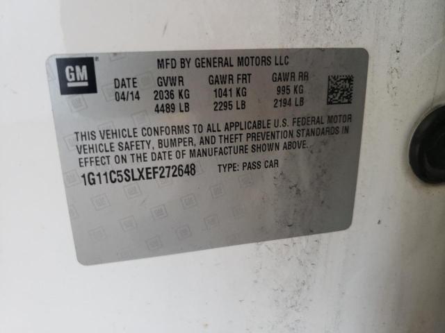 1G11C5SLXEF272648 - 2014 CHEVROLET MALIBU 1LT 白色 照片 10