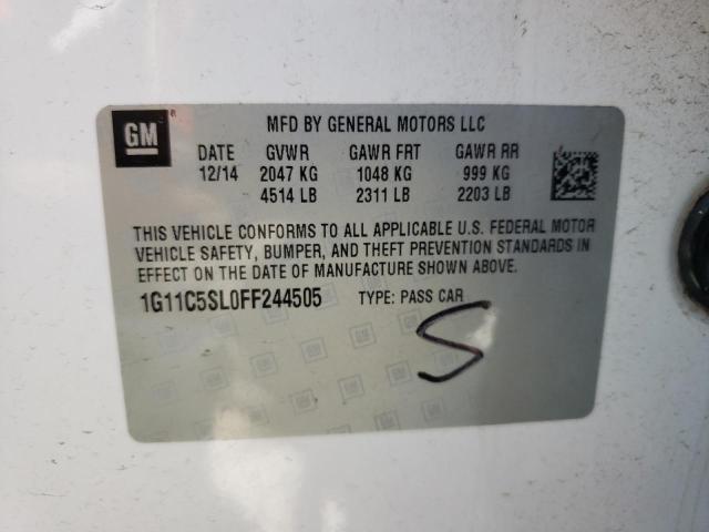 1G11C5SL0FF244505 - 2015 CHEVROLET MALIBU 1LT თეთრი ფოტო 10