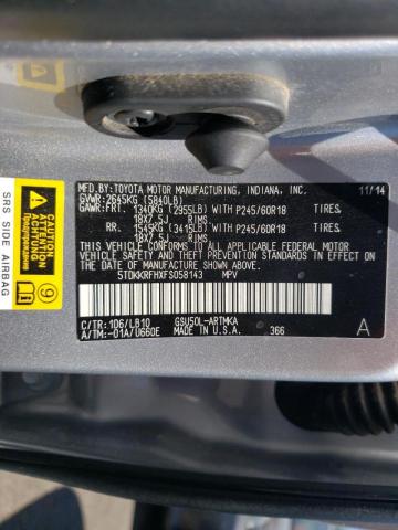 5TDKKRFHXFS058143 - 2015 TOYOTA HIGHLANDER XLE  photo 10