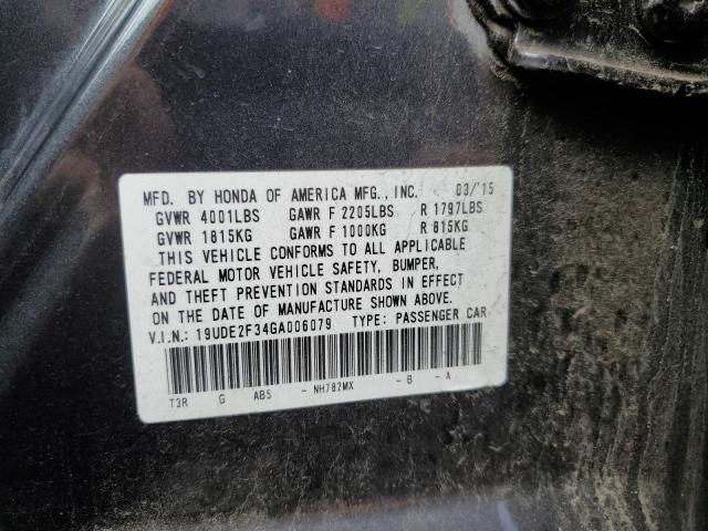 19UDE2F34GA006079 - 2016 ACURA ILX BASE W Boz foto 10